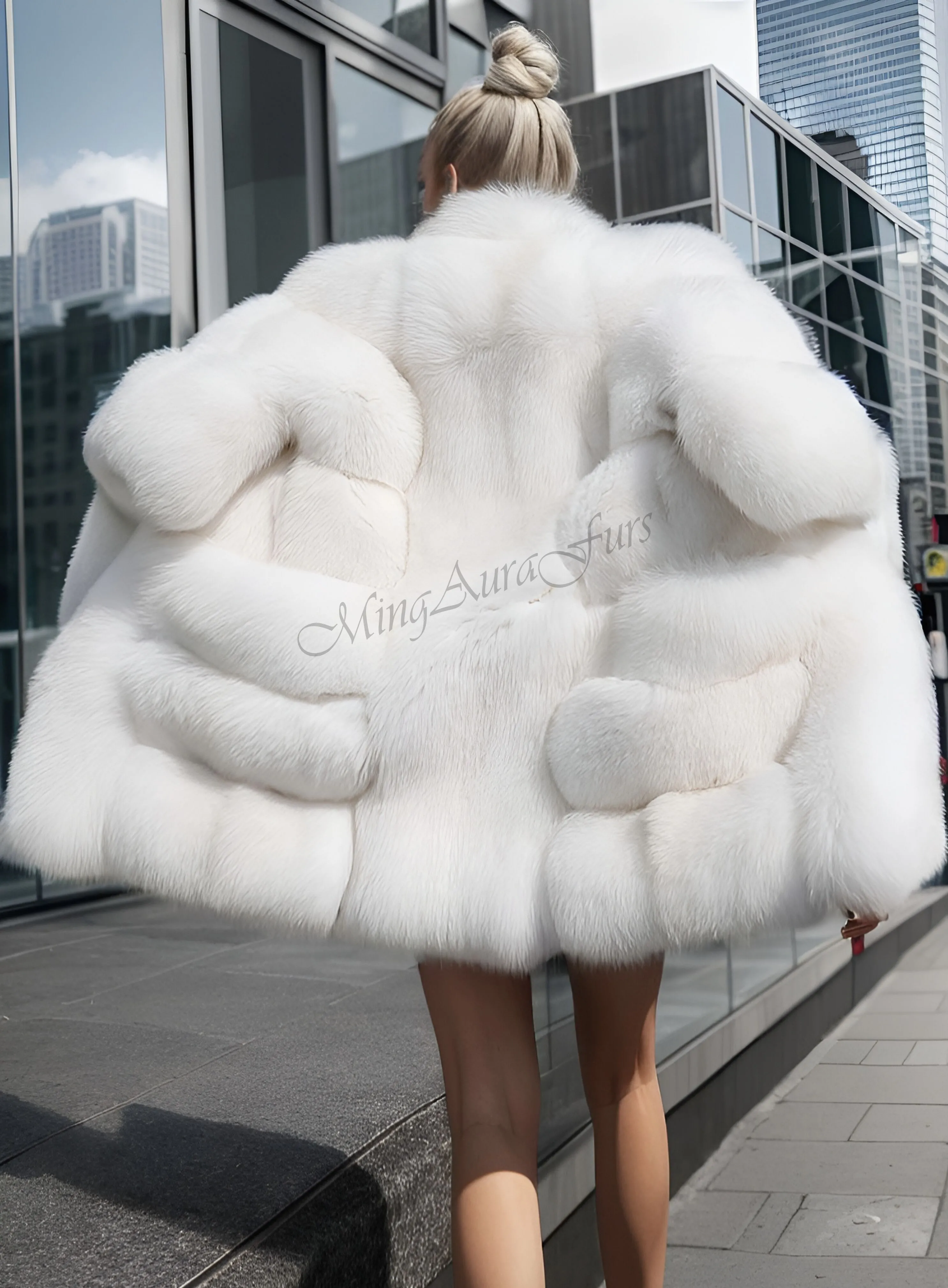 White Fox Fur Coat For Women G009Women‘s Long White Fox Fur Coat for Women - G009