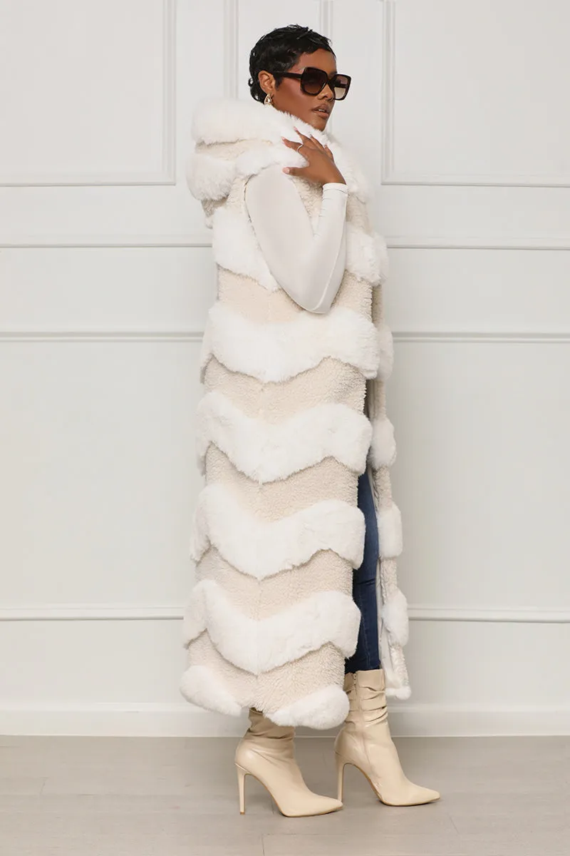 Winter Hues Longline Faux Fur Vest (Cream)- FINAL SALE