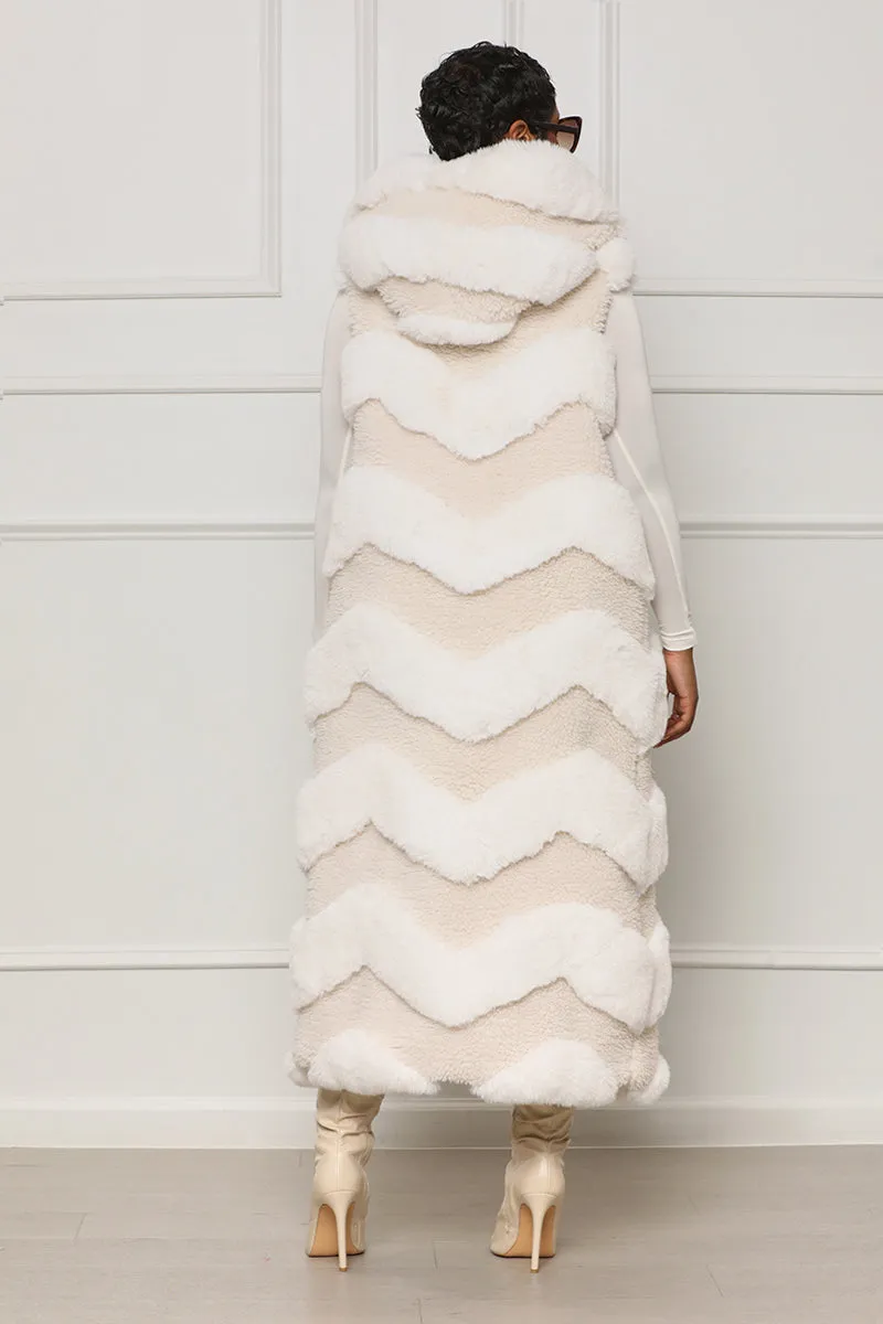 Winter Hues Longline Faux Fur Vest (Cream)- FINAL SALE