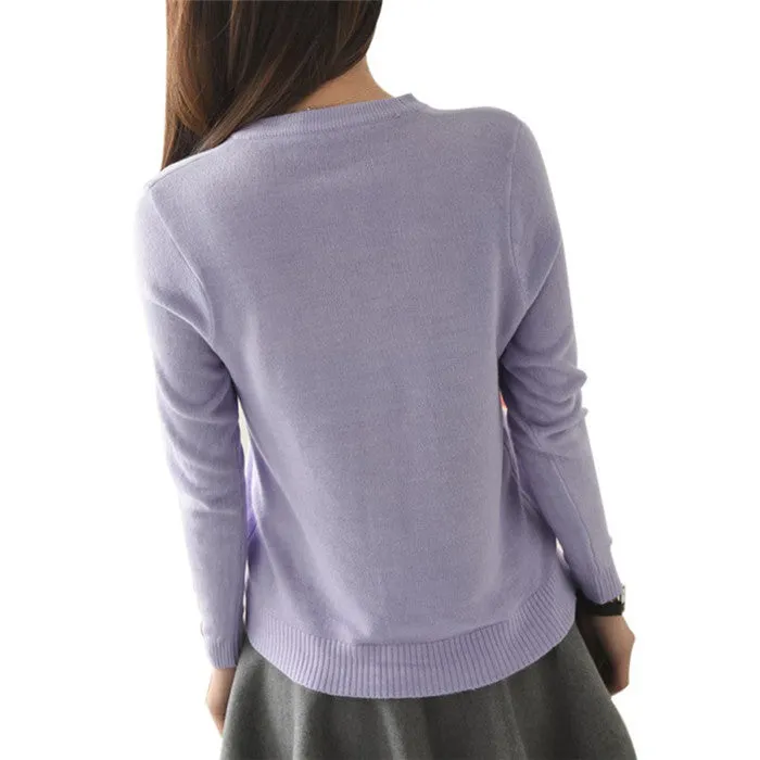 Women V-neck Cardigan Knitwear Casual Crochet Sweater Long Sleeve