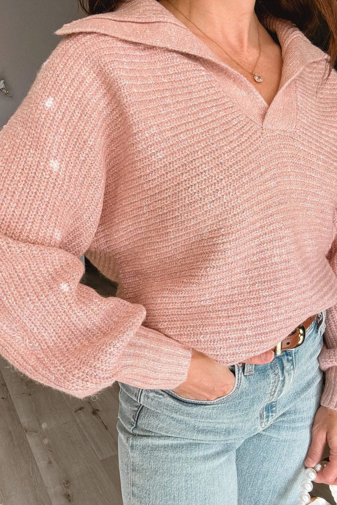 Women's Ballerina Pink Preppy Knit Sweater Top | Cozy Sweaters | Pink