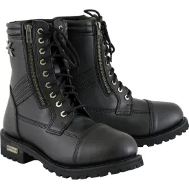 Xelement 1506 Men's Impact Black Premium Leather Lace-Up Motorcycle Biker Rider Boots