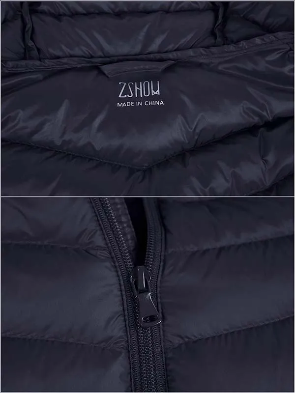 ZSHOW Men's Lightweight Puffer Jacket Water-Resistant Hooded Spring Outerwear Coat